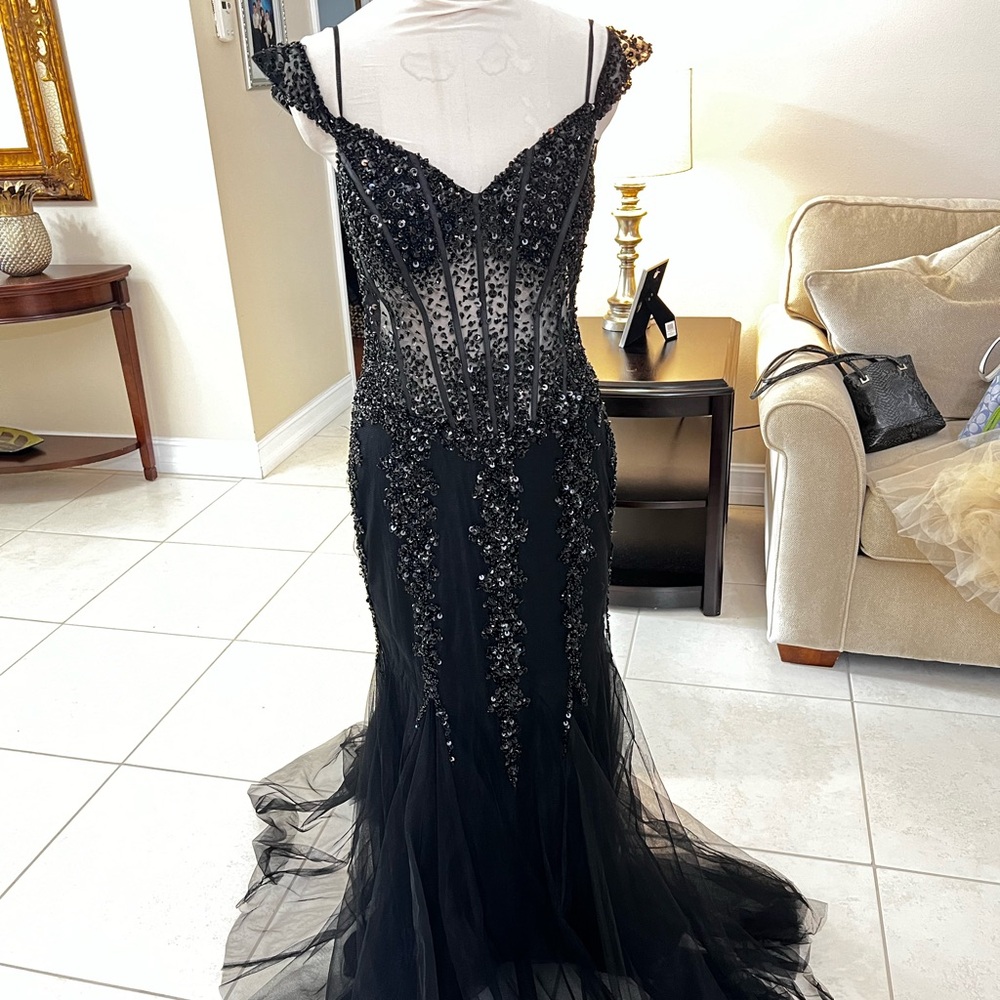Jovani Black Beaded Prom Dress